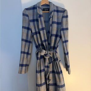 Reformation Blue and Gray Plaid Coat